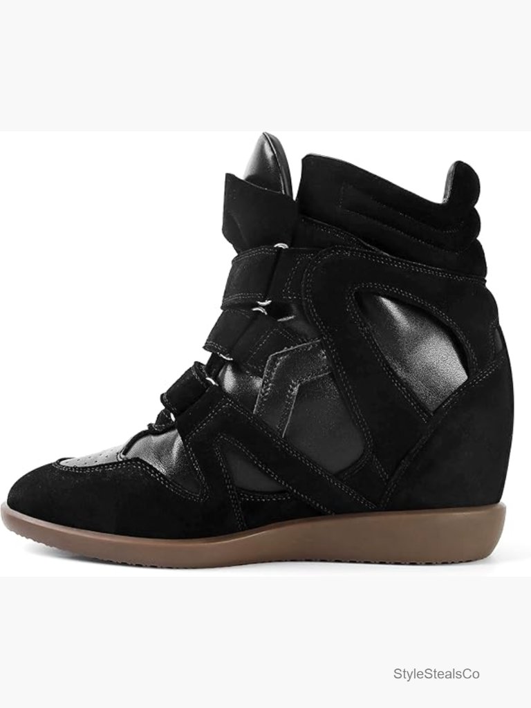 Women's Wedge Sneakers Hidden Heel Hook & Loop Casual Vintage Sneakers